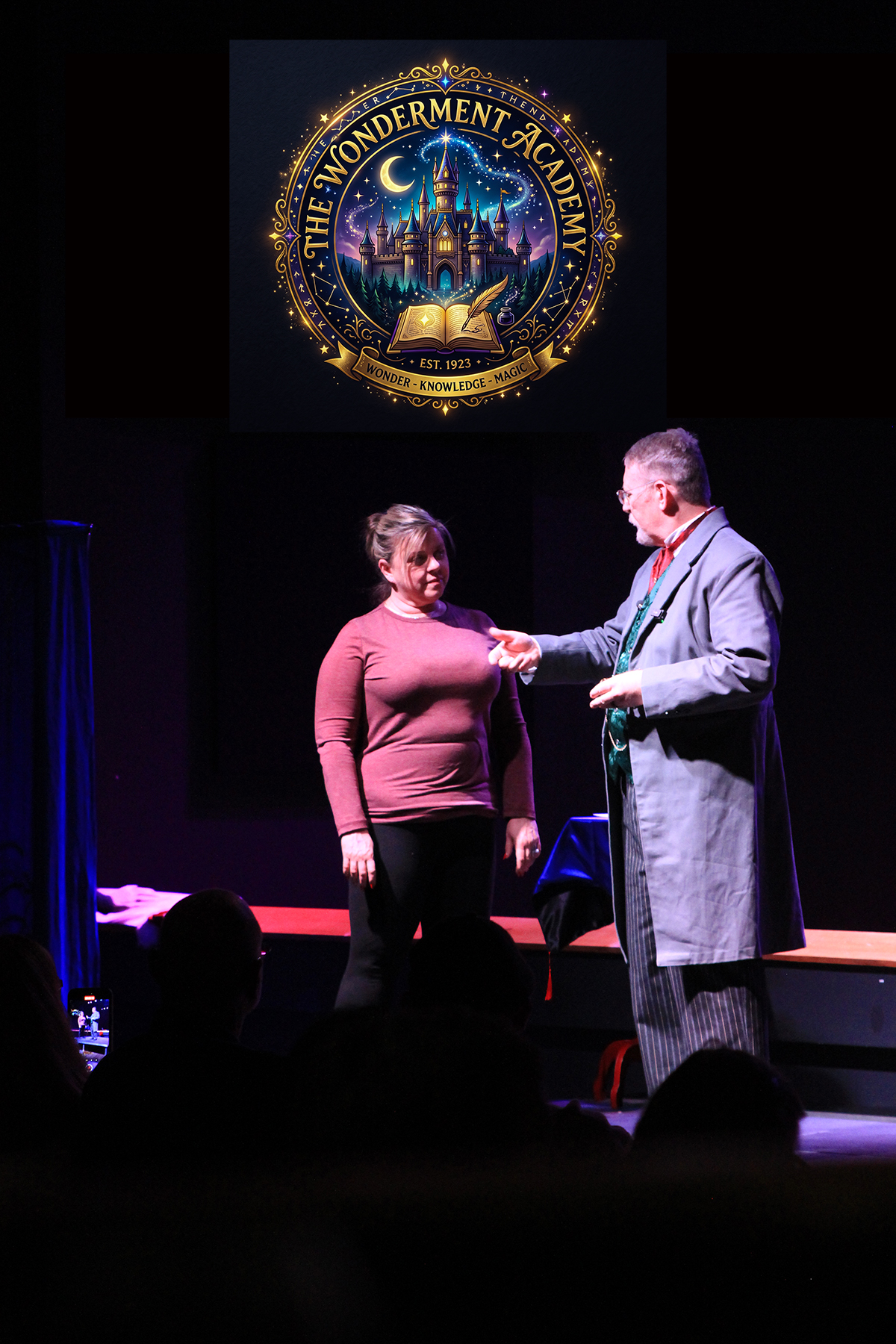 Wonderment-Academy-participant-and-magician-on-stage